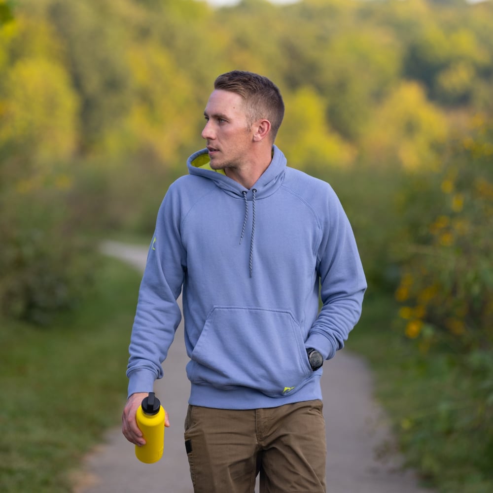 Water-Repellent Pullover Hoodie - Athletic Fit Cobalt